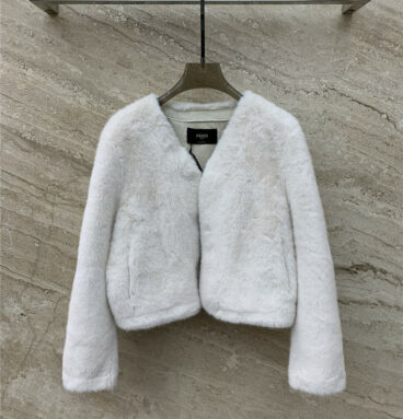 fendi eco-friendly fur all-in-one sheep wool short coat