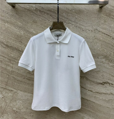 miumiu logo polo collar short sleeve T-shirt