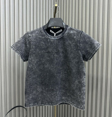 alexander wang distressed T-shirt with embossed letters