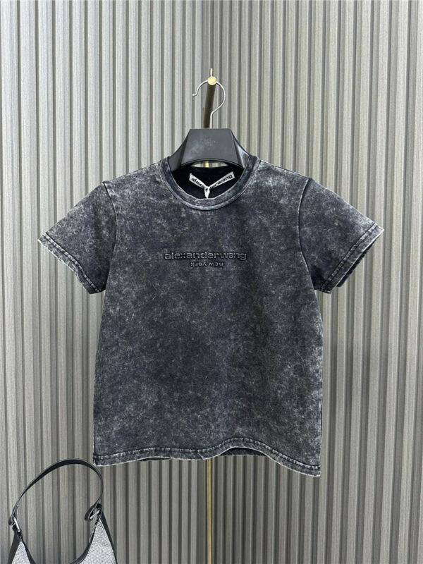 alexander wang distressed T-shirt with embossed letters