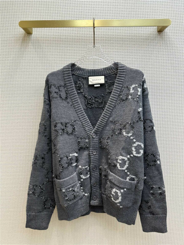 gucci double G intarsia V-neck knitted cardigan