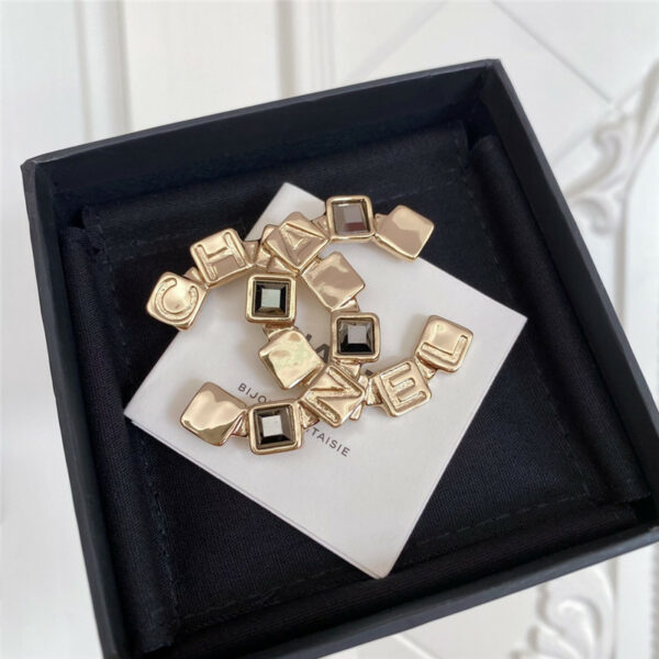 chanel monogram square crystal double c brooch