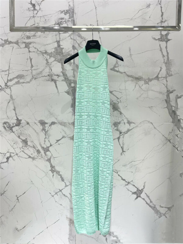 Balmain jacquard knit long sleeveless dress
