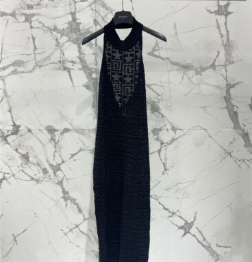 Balmain jacquard knit long sleeveless dress
