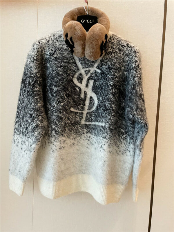 YSL new gradient mohair letter knitted sweater