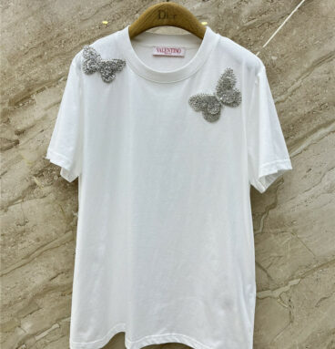 valentino early spring crystal butterfly T-shirt