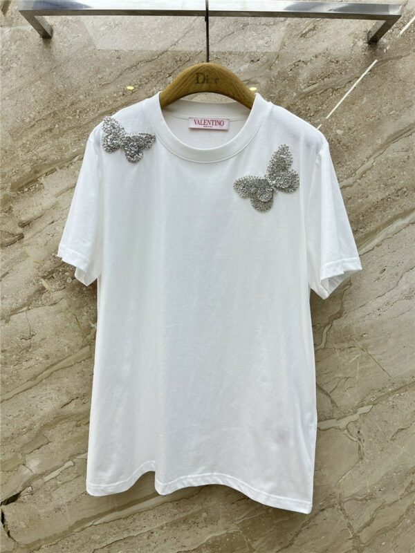 valentino early spring crystal butterfly T-shirt