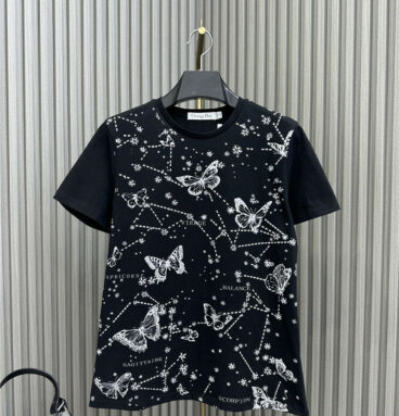 dior heavy beaded butterfly T-shirt