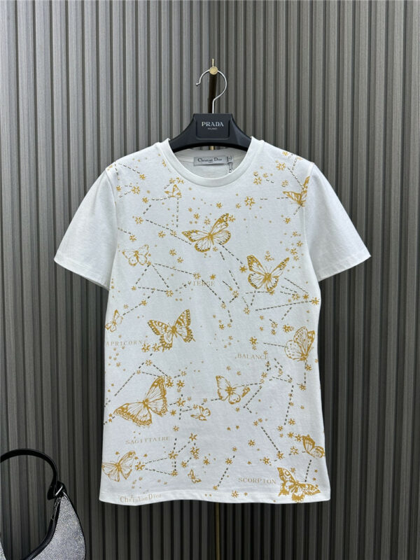 dior heavy beaded butterfly T-shirt
