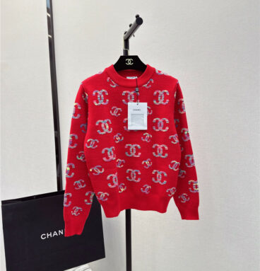 chanel new classic contrasting logo decorated sweater