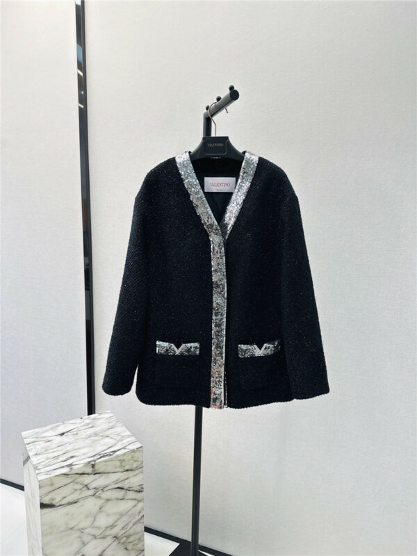 valentino new sequin embroidered tweed jacket