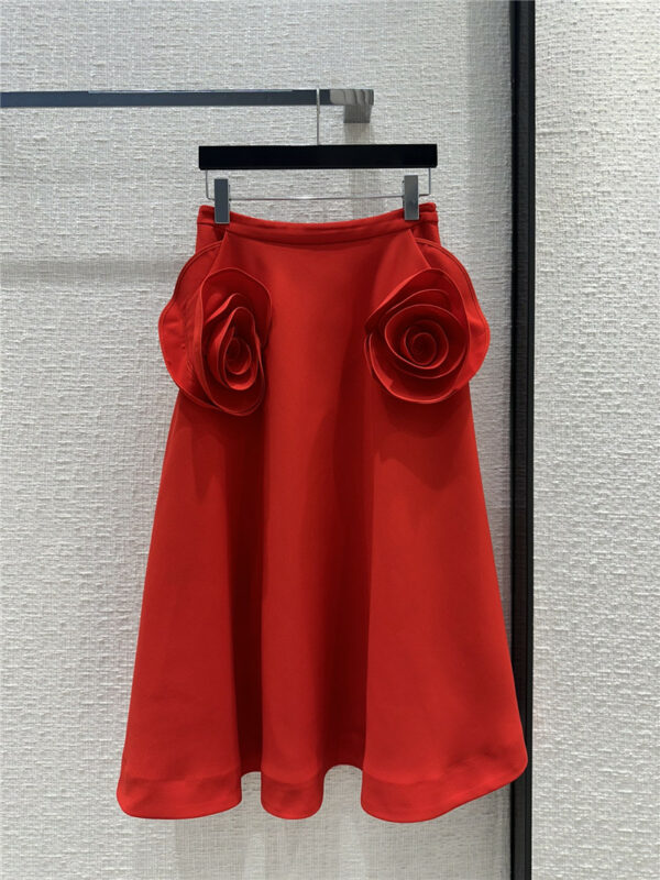 valentino three-dimensional large flower pocket midi skirt