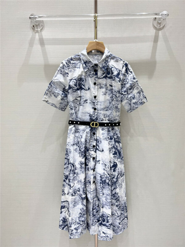 dior classic jungle pattern wide waisted dress