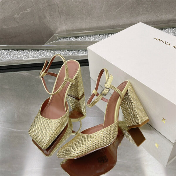 Amina Muaddi angular square-toe sandals