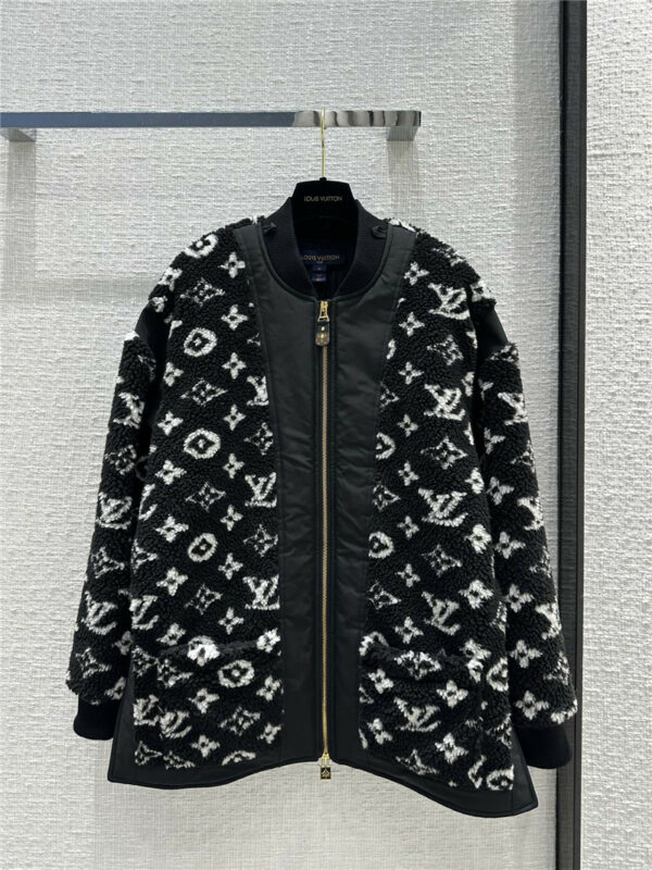 louis vuitton LV black and white Monogram plush jacket