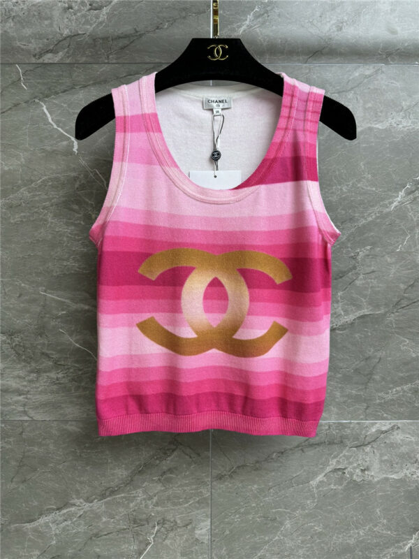 chanel pink logo vest