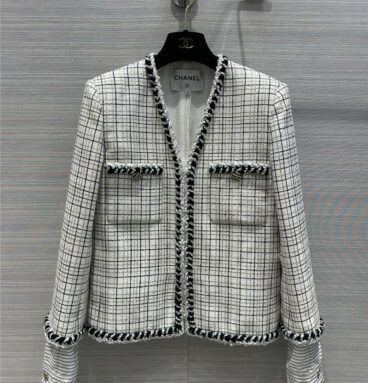 chanel fake two piece sleeve striped jacket
