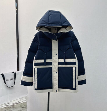 celine new hooded stand collar work style down jacket
