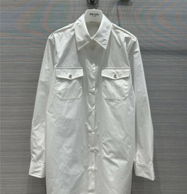 prada white shirt dress with rhinestone buttons