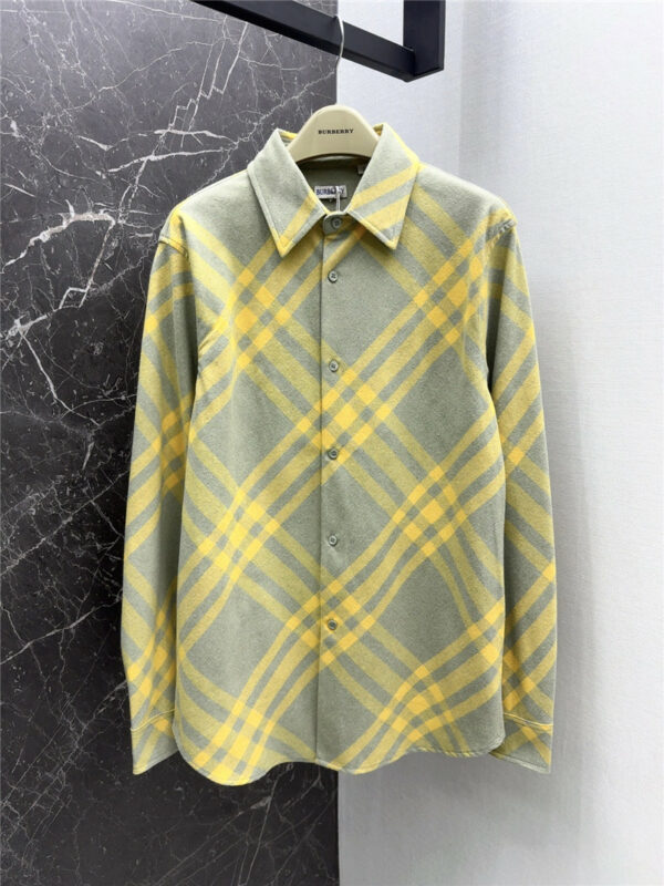 Burberry check contrast brushed lapel shirt