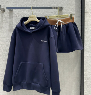 miumiu hooded sweatshirt + miniskirt set