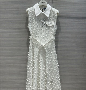 prada water-soluble floral lace two-piece design dress