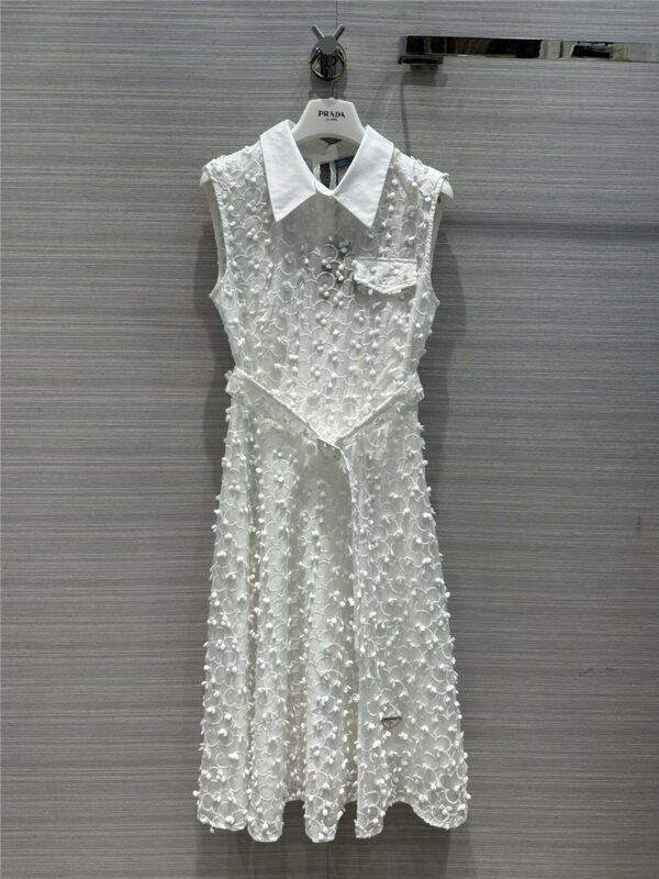 prada water-soluble floral lace two-piece design dress