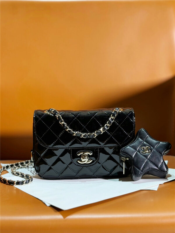 chanel patent leather CF star bag