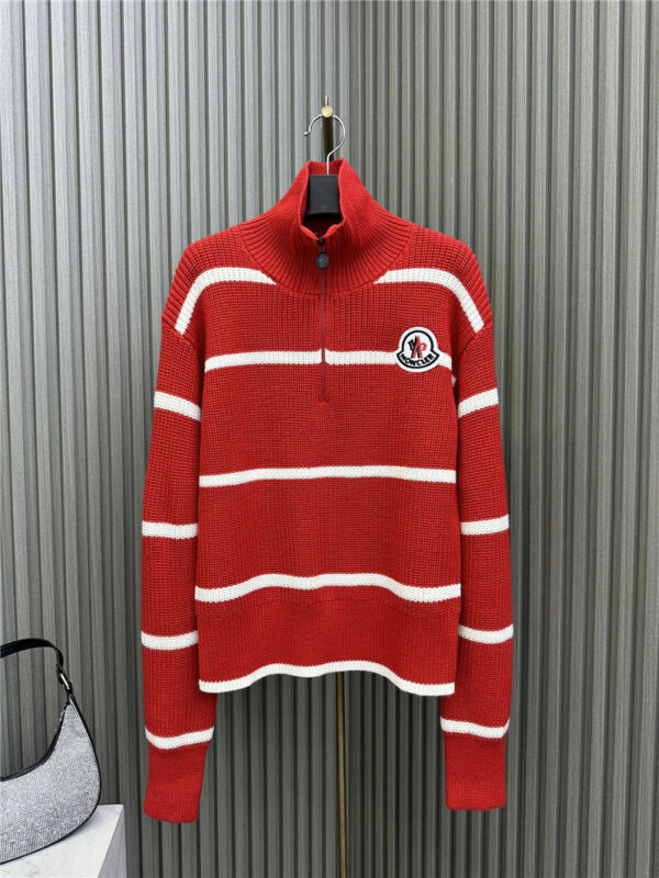 moncler striped polo collar knitted top