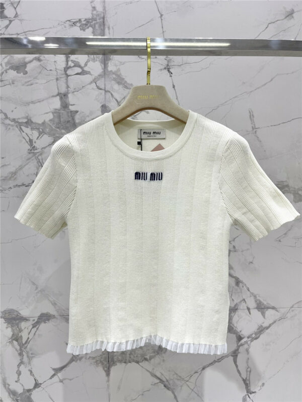 miumiu new embroidered letter knitted short sleeves