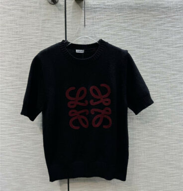 loewe three-dimensional logo knitted short sleeves