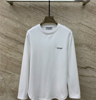 miumiu micro-label fleece long-sleeved T-shirt