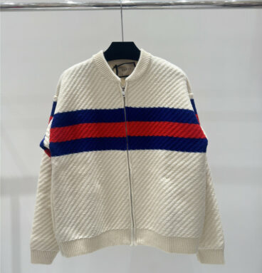 gucci contrast knitted cardigan jacket