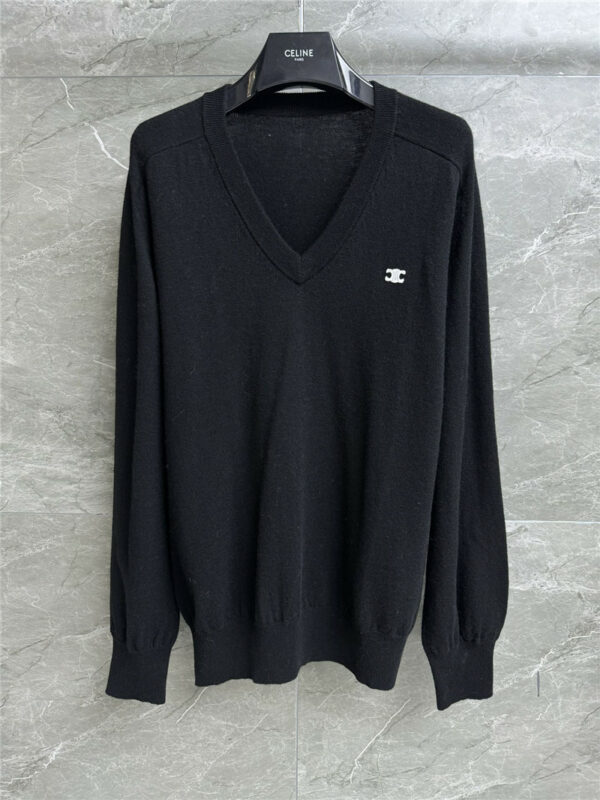 chanel black V-neck sweater