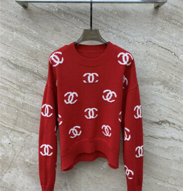 chanel contrasting double C jacquard pullover sweater