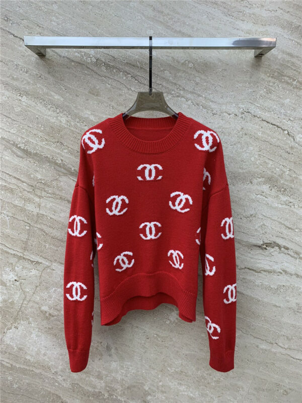 chanel contrasting double C jacquard pullover sweater
