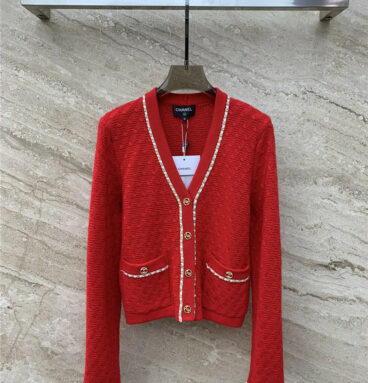 chanel chain knitted V-neck cardigan