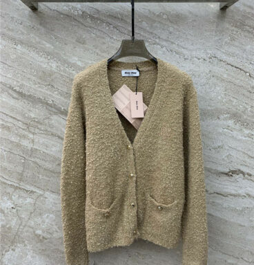 miumiu V-neck embroidered knitted cardigan