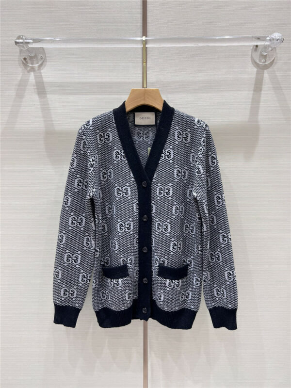 gucci early spring series GG letter knitted cardigan