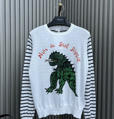 dior dinosaur print striped knit top