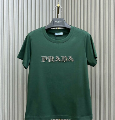 prada beaded round neck T-shirt