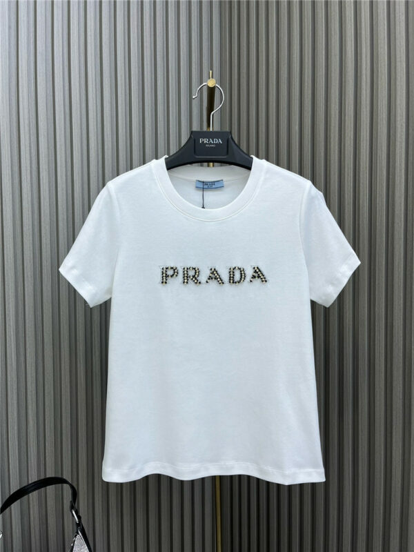 prada beaded round neck T-shirt