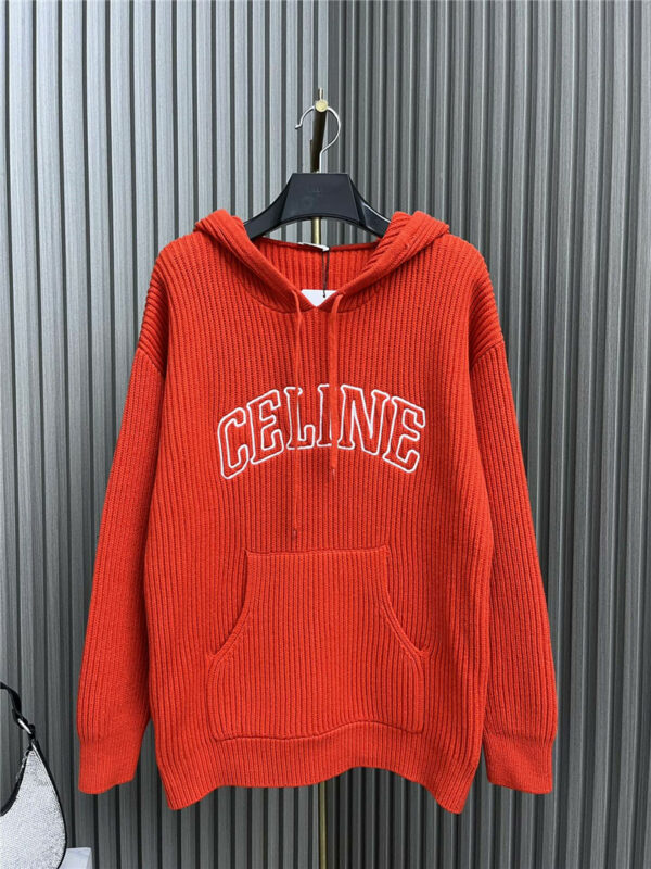celine embroidered lettering hooded sweater