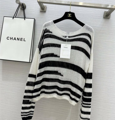 chanel zebra print long-sleeved sweater