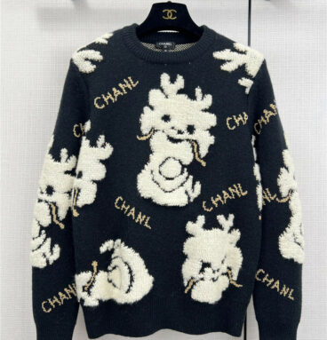 chanel towel embroidered logo xiaolong cashmere top