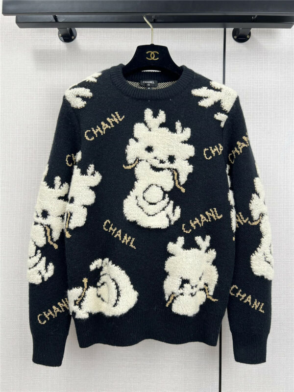 chanel towel embroidered logo xiaolong cashmere top