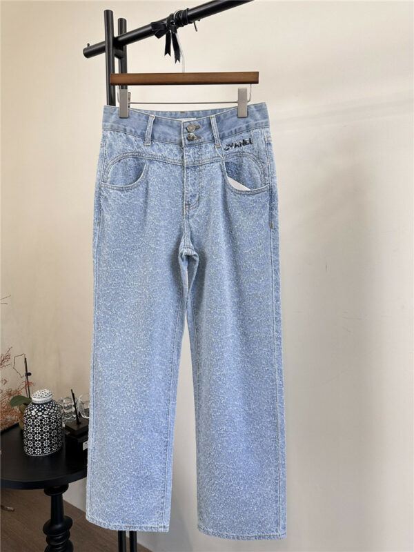 chanel grainy straight jeans