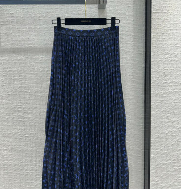 louis vuitton LV new blue printed logo pleated long skirt