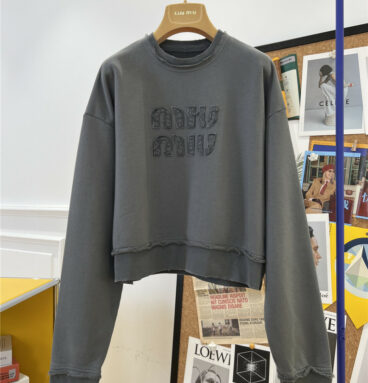 miumiu short distressed sweatshirt
