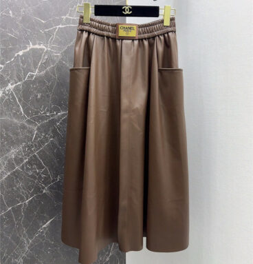 chanel letter hardware decorative eco-friendly pu leather skirt